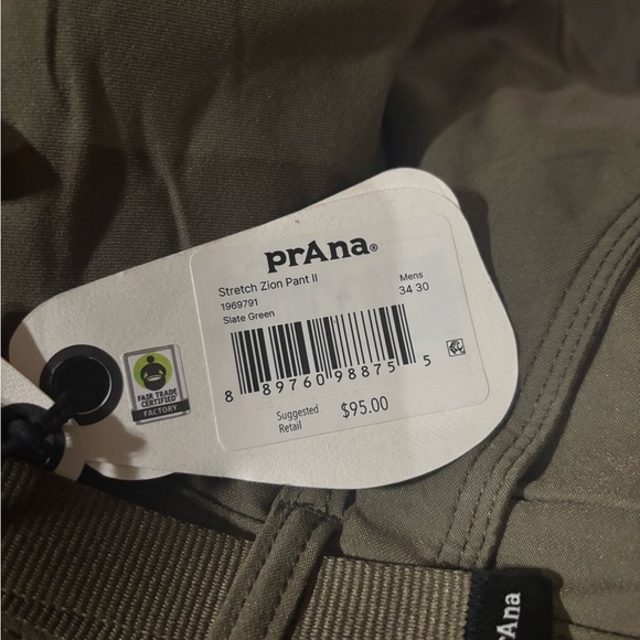 NEW prAna Stretch Zion Pant II Slate Green Size 34x30 - Picture 5 of 6